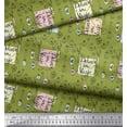 thumbnail image 3 of Soimoi Green Silk Fabric Text & Perfume Bottle Women Print Sewing Fabric Yard 42 Inch Wide, 3 of 3
