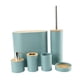thumbnail image 3 of Set de accesorios de baño de 6 piezas, dispensador de jabón, bote de basura portátil y elegante, taza para enjuague bucal para uso doméstico, regalo Azul, 3 of 9