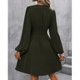 thumbnail image 2 of jinghuiyue Women Long Sleeve Dresses Casual V Neck A-line Midi Dress with Elastic High Waist M, 2 of 4