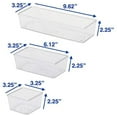 6 Pack Simple Houseware Clear Plastic Desk Drawer Organizers