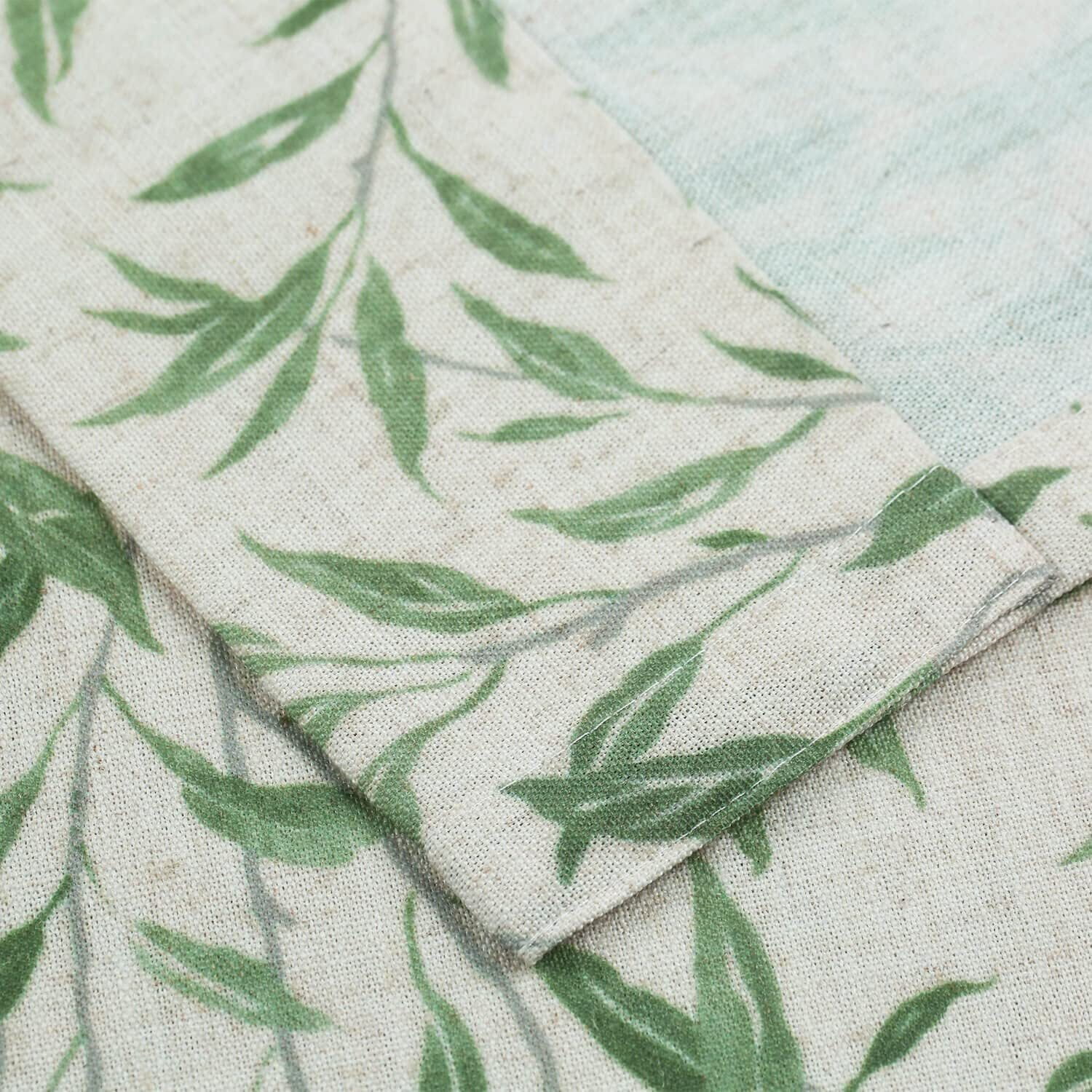 VOGOL Leaves Printed Decorative Farmhouse Window Treatments, Light Filtering Draperies for Bedroom Home Office, W52"xL96", One Panel, Green