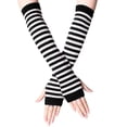 thumbnail image 1 of Gants Chauds à Bras Torsadé pour Femmes Rayés Hiver Longs Sans Doigts, 1 of 1