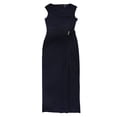 thumbnail image 1 of Vestido largo Ralph Lauren para mujer con abertura cuello barco azul marino 8, 1 of 2