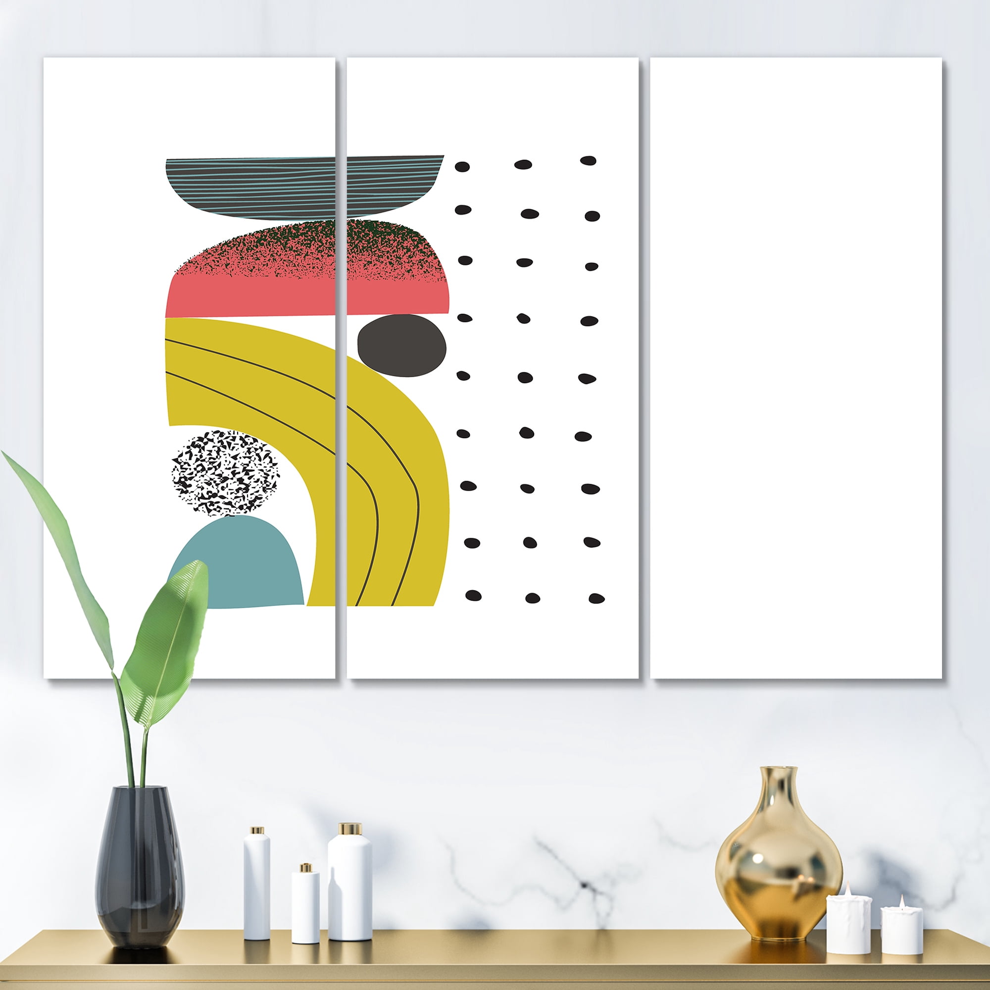 Designart ' Abstract Colorful Geometric Art Collage I ' Modern Canvas Wall Art Print