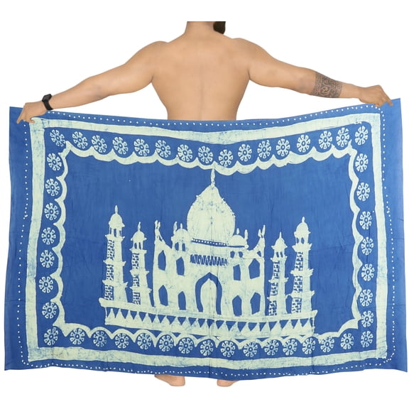 HAPPY BAY Men's Pareo Regular Holiday Dashiki Sarong Long Shower Beach Wrap One Size Monument, Blue Summer Vacation Aloha