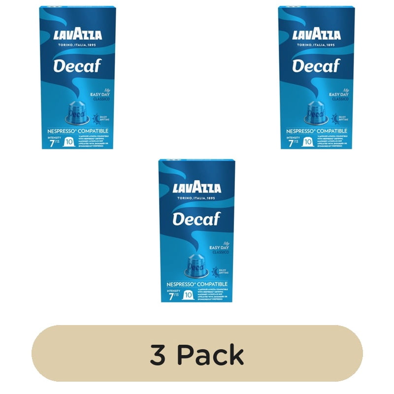 Lavazza Decaf Aluminium Nespresso Compatible Capsules, 10 pods per pack, British Import (Pack of 3)