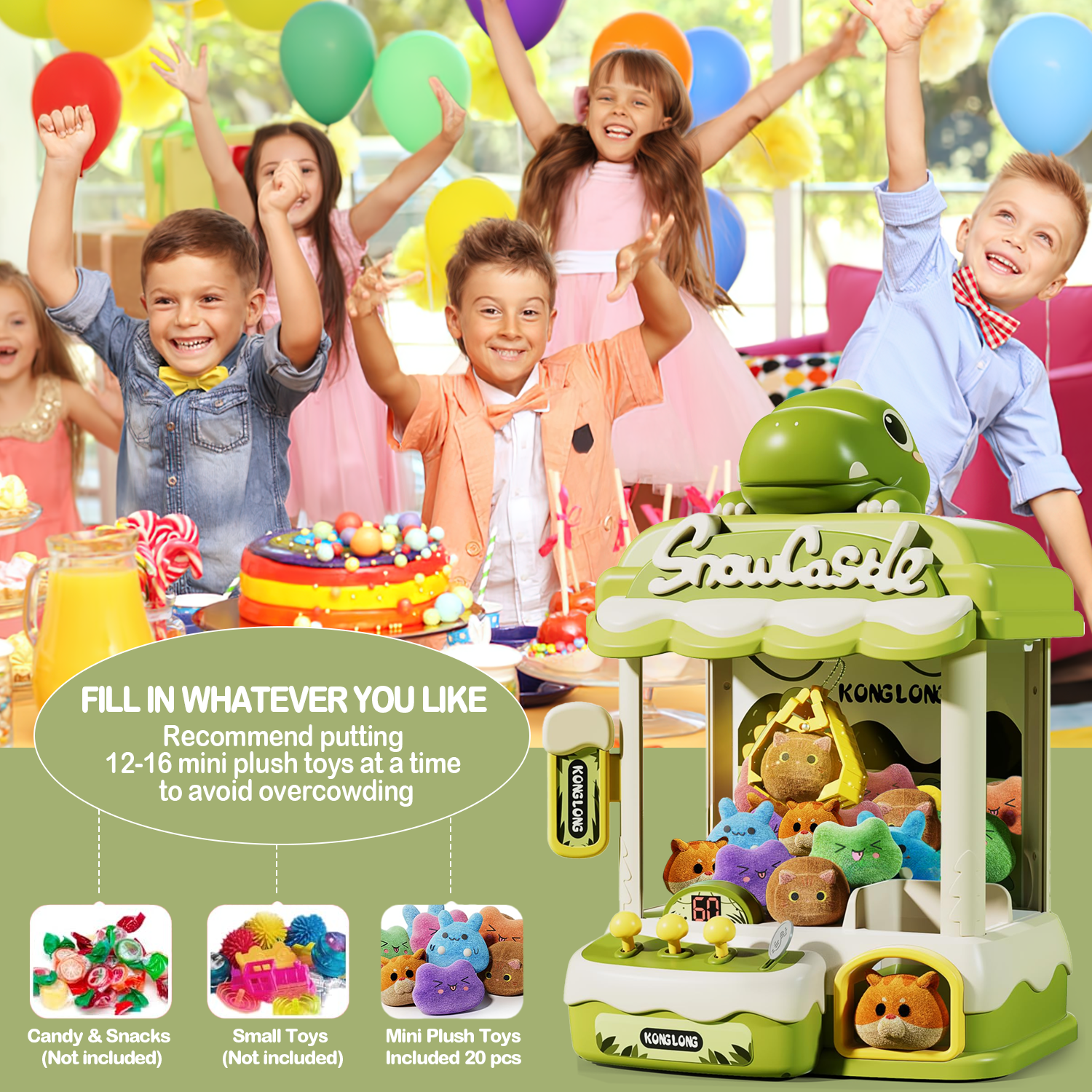 Risehigh Claw Machines for Kids Dinosaur Toys for Boys Age 6+, Arcade Toy Games with Light Music, Candy Dispenser Machine Mini Vending Machine with 30 Accessories Christmas Birthday Gifts Age 6-12