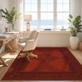 thumbnail image 3 of Design&I 2'x3' Washable Accent Rug Pet Friendly & Non-Slip Built-In Grip Deep Red Geometric Symmetry Elegance Intricate Border Detailing with Central Diamond for Kitchen, Station, 3 of 7