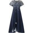 thumbnail image 5 of Abomasnow Women's Sequin Dress Sparkly Glitter V-Neck Chiffon Midi Dress Short Sleeve Boho Summer Beach Midi Dress A Line Pleated Hem Cocktail Party Dress, 5 of 5