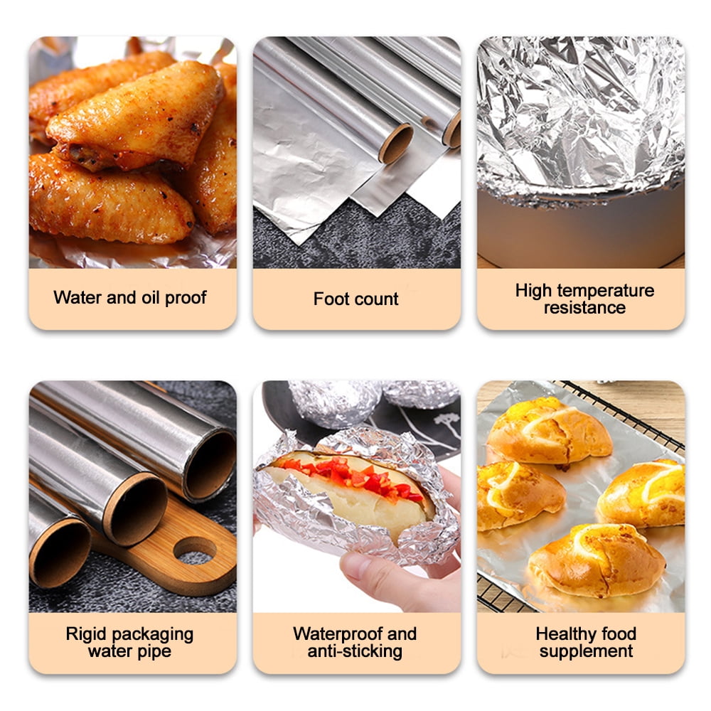 Tukinala 4 Rolls Aluminum Foil Paper Non Stick Tin Foil Large Aluminum Foil  Sheet Tin Foil for Leftovers, Grilling, Baking, and Cooking 