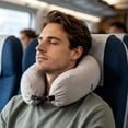 thumbnail image 3 of Stuffable Travel Neck Pillow Fillable Storage Bag Holds 8-10 Clothing Items Adjustable Velvet Airplane Rest Cushion for Flights Vacations Car Road Trips, 3 of 8