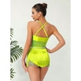 thumbnail image 4 of YiZYiF Womens Shiny Jazz Latin Dance Leotard Tassel Bodysuit Stage Shows Dancing Party Dress Fluorescent Yellow M, 4 of 6