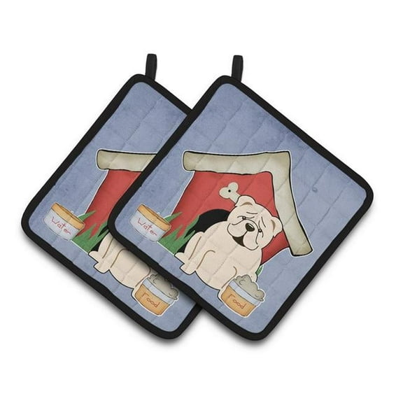 Dog House Collection English Bulldog White Pair of Pot Holders
