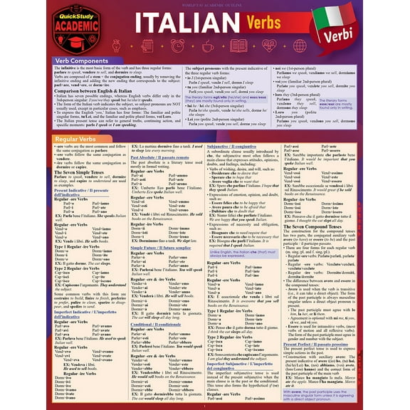 Italian Verbs : a QuickStudy Laminated Reference Guide (Edition 1) (Other)