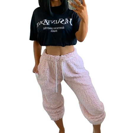 

Springcmy Womens Plush Fluffy Pajama Pants Lounge Pants Sleepwear Pockets