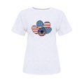 thumbnail image 4 of Tops Cortos para Mujeres Bandera de Moda Impresa Cuello Redondo, Camiseta de Manga 3/4 para Uso Diario, Casero Y Cómodo, 4 of 4