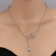 thumbnail image 3 of Boho Bird Branch Lariat Necklace Hollow Leaf Choker Silver Olive Drop Chain Jewelry for Women Christmas Gift, 3 of 4