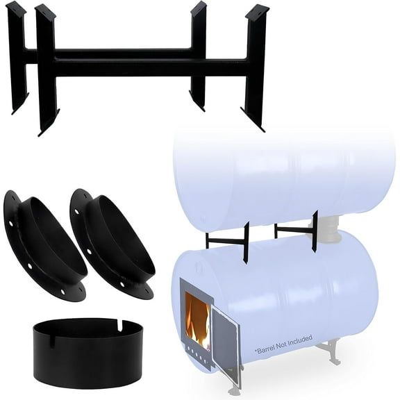 Double Barrel Wood Stove Kit – Perfect for Double Barrel Wood Stove Kit for 55 Gallon Drum Barrel Stoves Kit - Fire Wood Camp Stove Kit Wood Stove Kit for Emergency Heating & Cooking