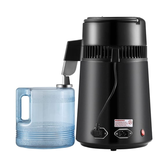 VEVOR Water Distiller, 4L 1.05 Gallon Pure Water Purifier Filter For Home Countertop, 750W Distilled Water Maker, Stainless Steel Interior Distiller Water Making Machine to Make Clean Water, Black