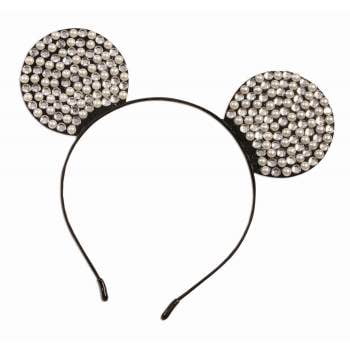 Rhinestone & Pearl Mouse Ears Headband Halloween Costume Accessory