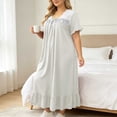 thumbnail image 5 of Stamzod Plus Size Nightgowns for Women Lace Ruffle Long House Dress Loose Casual Short Sleeve T-Shirt Night Gown Sleepwear XXL, 5 of 6