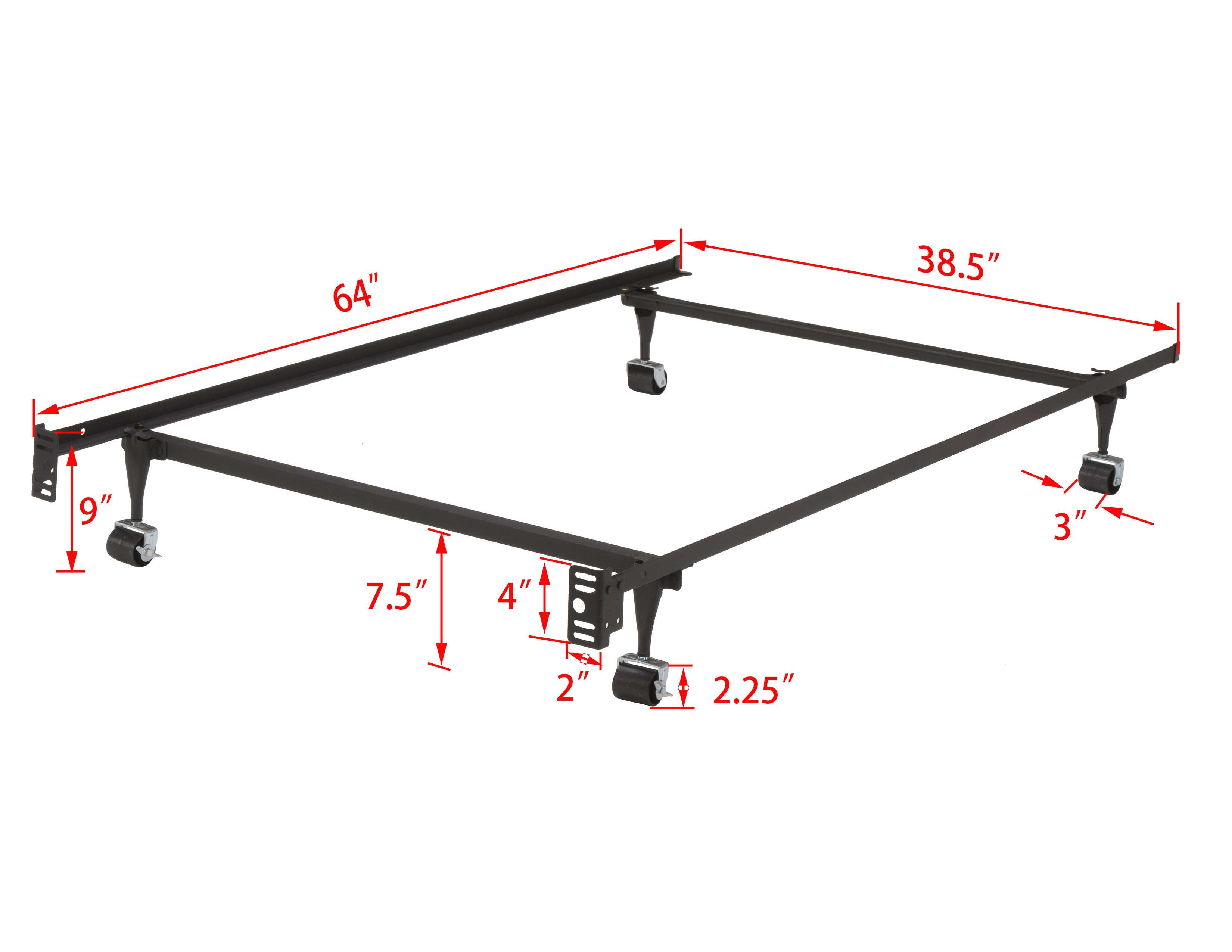 King s Brand Furniture Heavy Duty Metal Twin Size Bed Frame with Rug Rollers Locking Wheels Walmart