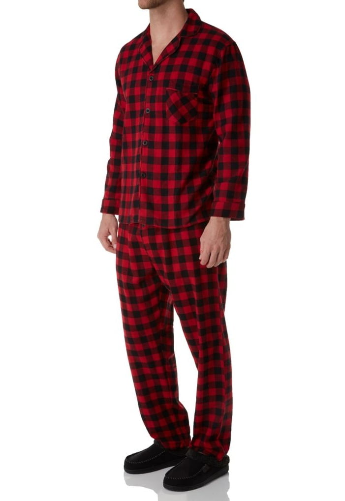Hanes - Men's Hanes 4039 Plaid Flannel Pajama Set - Walmart.com