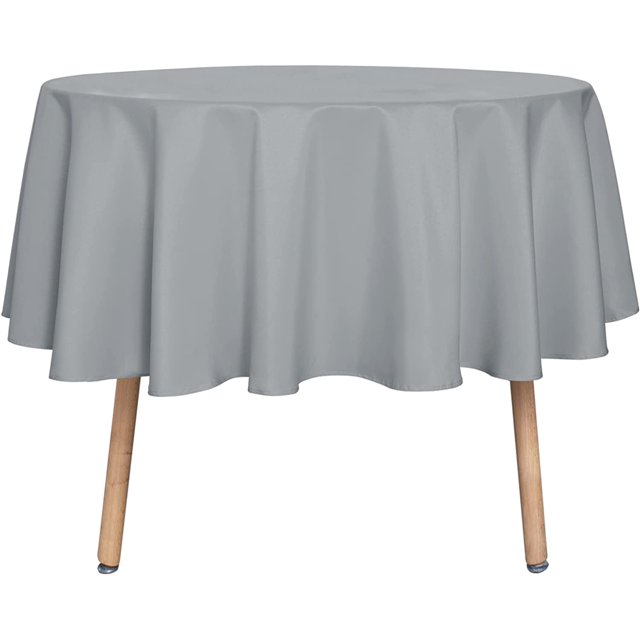 LAICAIW Round Tablecloth-48 Inch-Water Resistant Spill Proof Washable Polyester Table Cloth Decorative Fabric Table Cover for Dining Table, Buffet Parties and Camping, Silver Grey