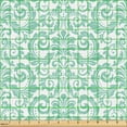 thumbnail image 2 of Ambesonne Damask Fabric by the Yard Upholstery, Boho Baroque Floral Design, 10 Yards, White Almond Green, 2 of 5