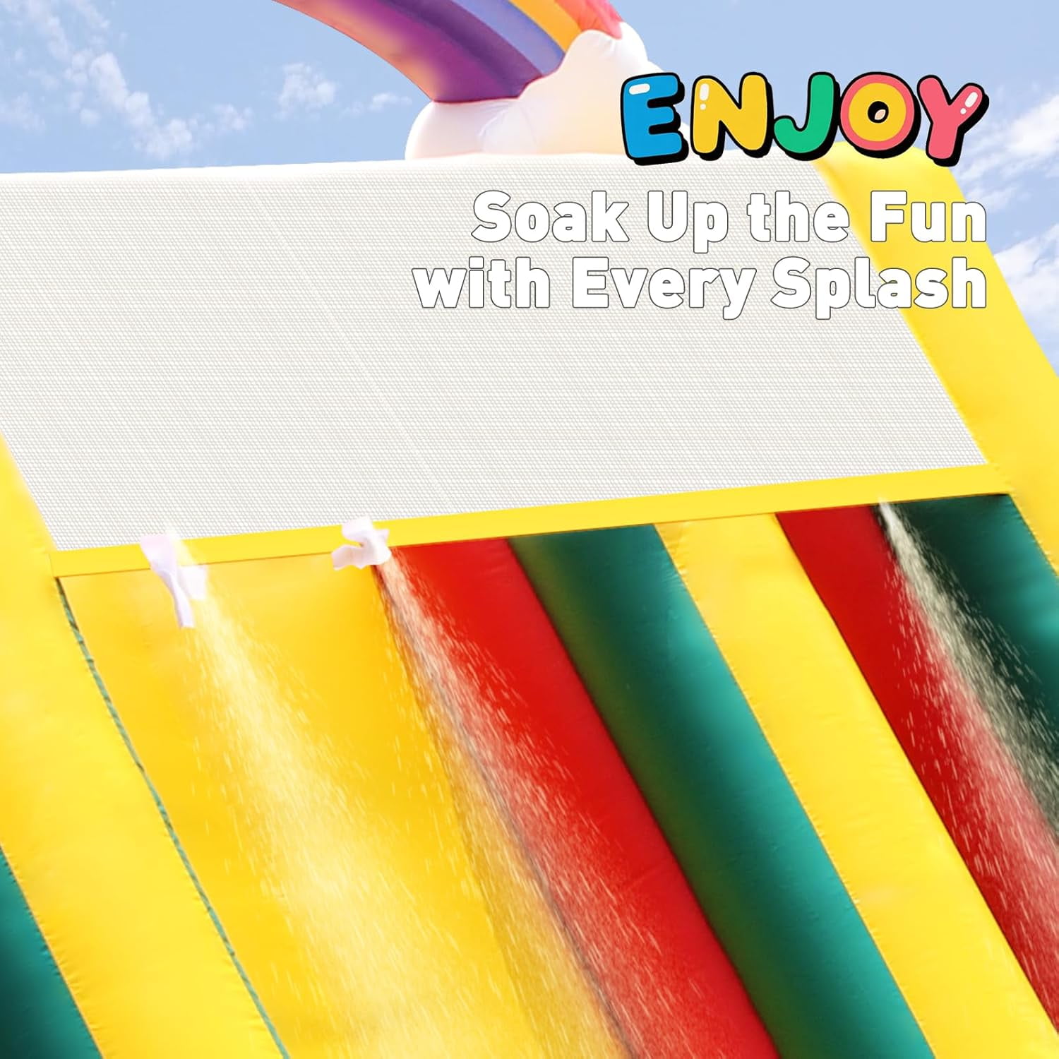 Esheno Inflatable Commercial Water Slide 248.03x106.3x141.7 inch Premium PVC with Pool and Air Blower Double Slides Wet Dry Use for Adults Summer Party