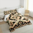 thumbnail image 3 of Manfei Rustic Aztec Full Size Comforter Sets,Boho bohemian Geometric Bedding Comforter Set,Orange Black Bedding Sets For Men Women,Luxury Bedroom Decor Reversible,3 Pieces, 3 of 8