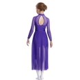 thumbnail image 5 of Doomiva Kids Girls Long Sleeve Lyrical Dance Dress Contemporary Dance Dress Flowy Sheer Mesh Maxi Skirted Leotard Purple 6, 5 of 7