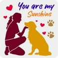 thumbnail image 1 of Plantilla para pintar mujer con perro, 30 x 30 cm, plantilla de Golden Retriever, plantilla "Eres mi sol", plantilla de corazón con huella de pata de perro, plantilla de mujer, 1 of 9