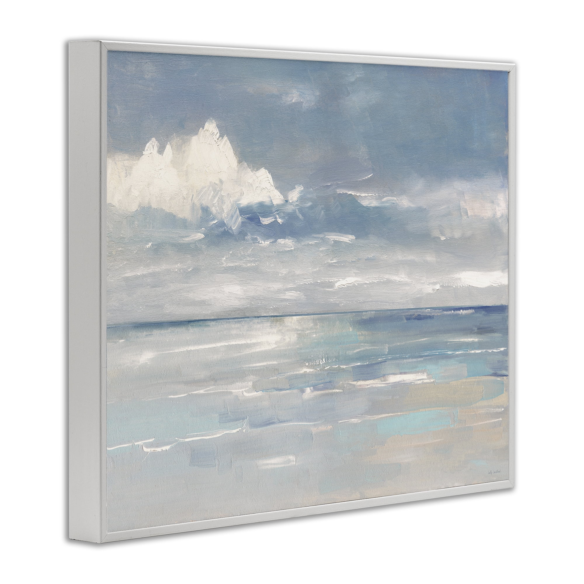 Stupell Industries Beach Clouds Reflection Landscape Painting White Framed Art Print Wall Art, 20 x 16