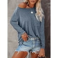 thumbnail image 3 of DODOING Womens Tops Casual Blouse Crew Neck Long Sleeve Solid Comfy T Shirt Loose Pocket Tops, 3 of 4