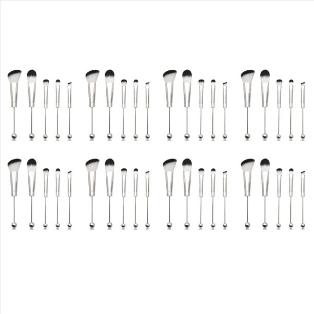 8X Brochas de Maquillaje con Cuentas, Cuentas de Silicona, Brochas CosméTicas de Maquillaje DIY, Kit de Brochas con Cuentas para Bricolaje