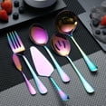 thumbnail image 4 of ReaNea 46 Piece Rainbow Silverware Set Stainless Steel Titanium Rainbow Plating Flatware Set,Spoons Forks Cutlery Set Contains 6 Pieces Serving Set, 4 of 7