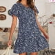 thumbnail image 5 of Vestido informal con estampado de leopardo y volantes de un solo pecho con cuello en V para mujer novedad de verano Fridja  yut3250, 5 of 8