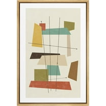Woodrose Framed Canvas Print Wall Art 1960s Geometric Mid-Century Squares Abstract Shapes Illustrations Modern Minimalist Chic Relax/Calm Multicolor for Living Room, Bedroom, Office - 16"x24" Natural