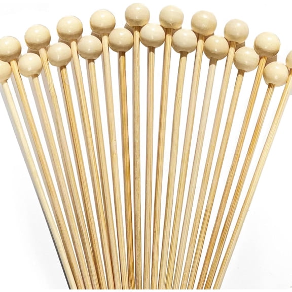 Cocktail Picks, 200PCS Wooden Ball Toothpicks for Appetizers, 4.7 Inch Long Decorative Bamboo Toothpicks,Cocktail Skewers for Sandwich,Wedding Party Food Picks, Charcuterie Boards Accessories