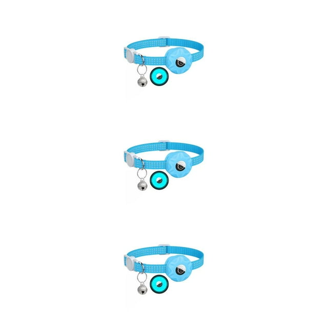 relayinert Collier Ras du Cou à Rayures Réfléchissantes pour Petits Animaux Accessoires de Remplacement pour Airtag Bleu 3ensemble