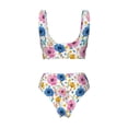 thumbnail image 6 of Rocae Rose Flowers for Bikini Set for Women Two Piece Sexy High Swimsuits Split Crossover Bikini Large, 6 of 9