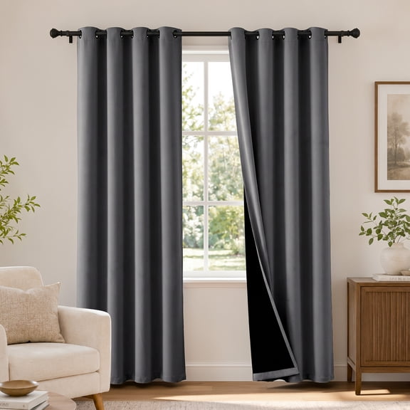 TOPICK Blackout Curtains Gray Grommet Curatins Solid 84 inch Thermal Insulated Modern Drapes for Living Room Bedroom Dining Room Pack of 2