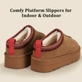 thumbnail image 2 of Women's Slippers Platform Mini Boots Short Ankle Boot Winter Slip on Slippers Fluffy House Slippers for Indoor and Outdoor, 2 of 5