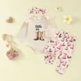 thumbnail image 2 of Wxirdiow Girls Fall Outfits Newborn Baby Girls Clothes Ribbed Ruffled Romper+ Pants+Headband Infant Outfit Set Beige Size,3-6 Months, 2 of 4