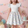 thumbnail image 4 of SELONE Girls Summer Dress Ruffle Short Sleeve Princess Dress Crew Neck Midi Sundress Easter Egg Bunny Cute Outfits 3-14Y, 4 of 6