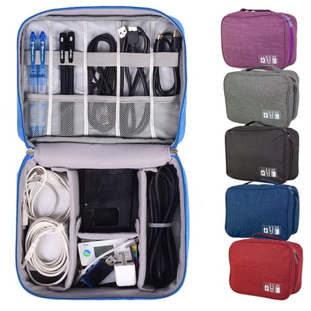 Deago Waterproof Electronics Accessories Organizer Travel Storage Hand Bag Cable USB Drive Case Pouch (Red)