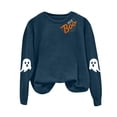 thumbnail image 5 of Dmsael Women Halloween Shirt I'M Fine Women Shirt Funny Halloween Clothes Top(Navy,XL), 5 of 5