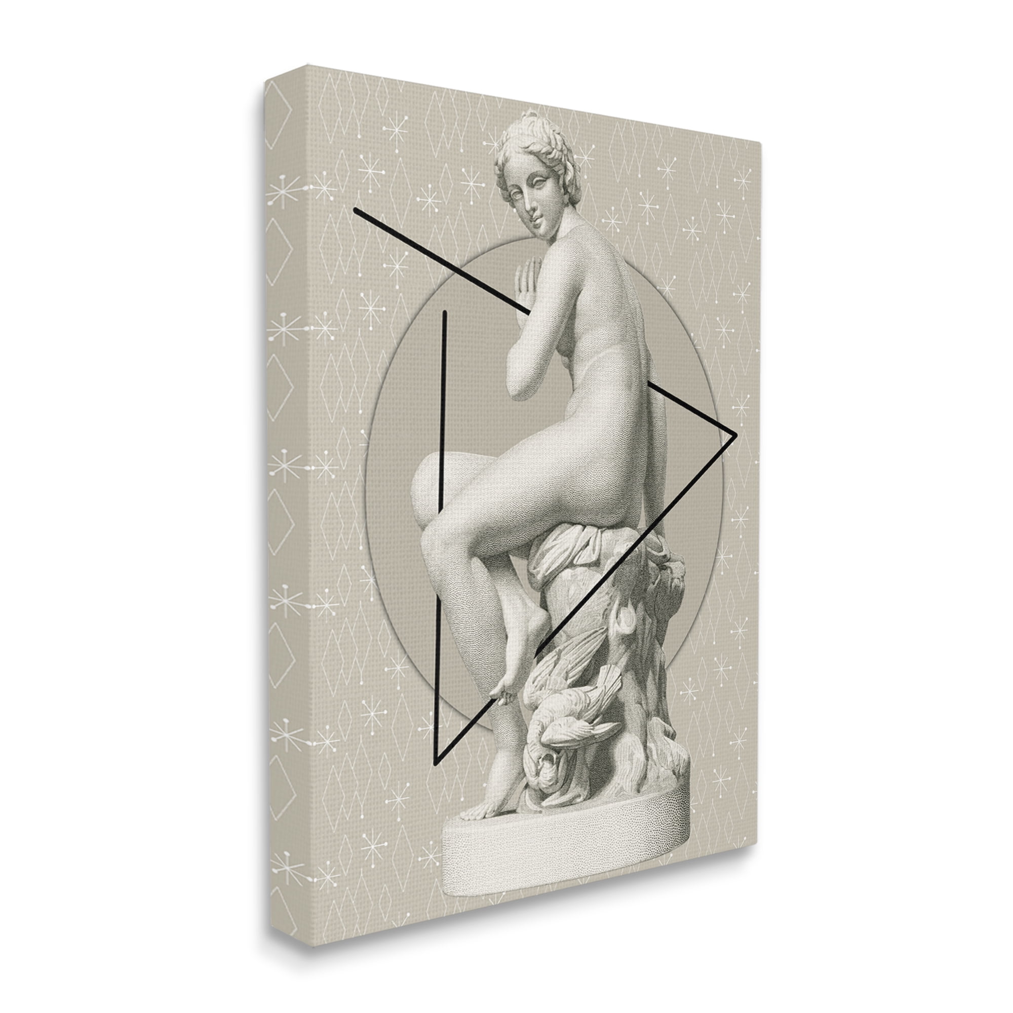 Stupell Industries Geometric Classical Statue Abstract Painting Gallery Wrapped Canvas Art Print Wall Art, 30 x 40