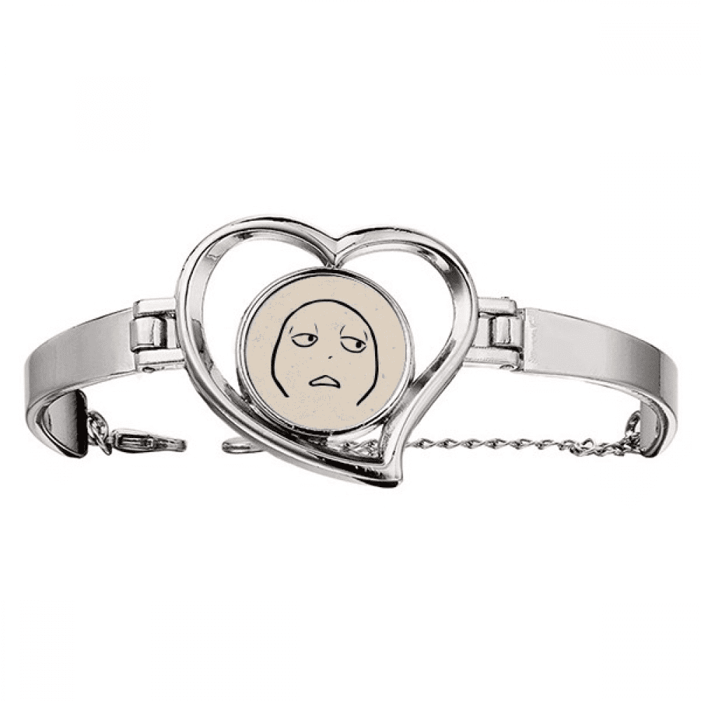 Indifferent Squint Anger Face Cartoon Bracelet Heart Jewelry Wire ...